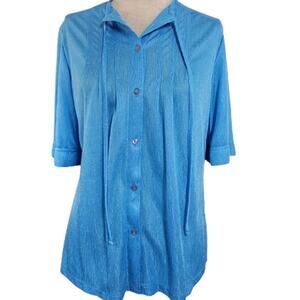 Vintage Light Blue Puccini Button Up Blouse Size Medium